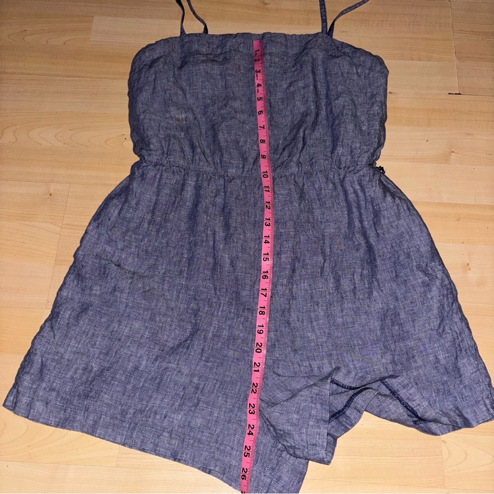 Cynthia Rowley Chambray Blue 100% Linen Size 10 Sleeveless Romper Shorts Resort - Picture 6 of 9
